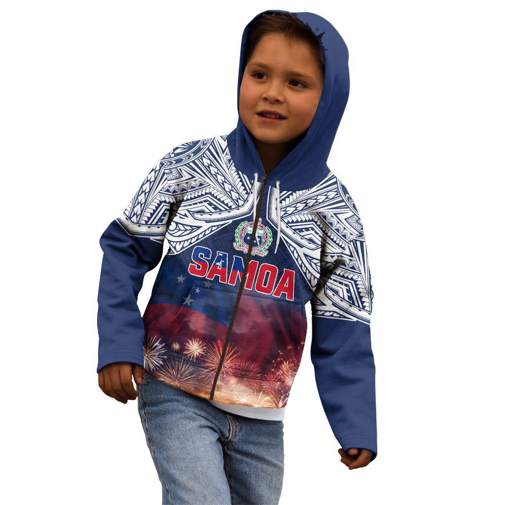 Samoa Indenpendence Day Kid Hoodie Sky Fireworks with Flag Style LT03 - Polynesian Pride