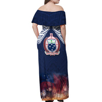 Samoa Indenpendence Day Off Shoulder Maxi Dress Sky Fireworks with Flag Style LT03 - Polynesian Pride