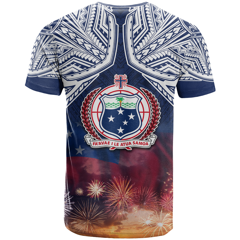 Samoa Indenpendence Day T Shirt Sky Fireworks with Flag Style LT03 - Polynesian Pride