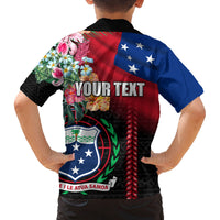 Personalised Samoa Indenpendence Day Family Matching Off Shoulder Short Dress and Hawaiian Shirt Tropical Samoan Coat of Arms With Siapo Pattern LT03 - Polynesian Pride