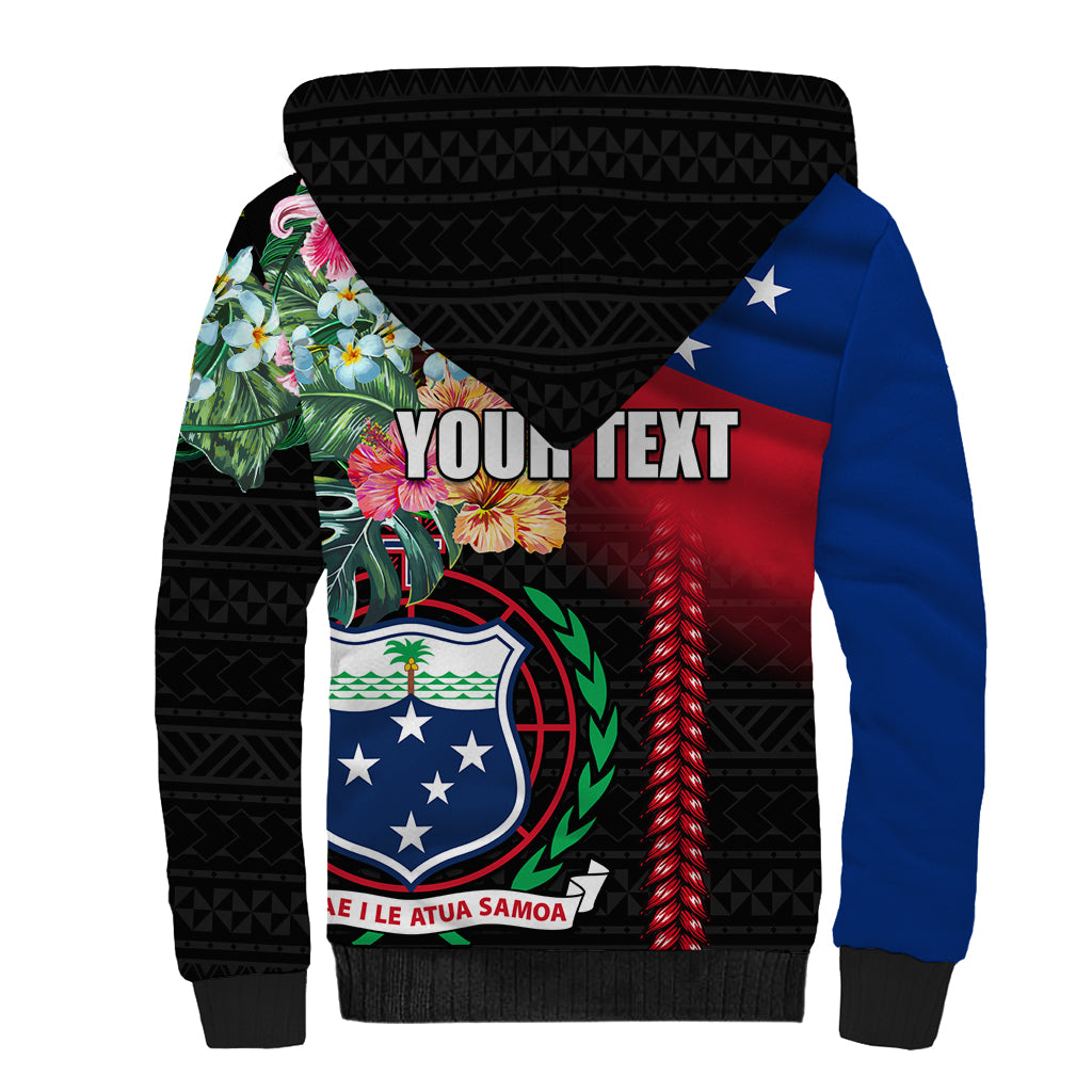 Personalised Samoa Indenpendence Day Sherpa Hoodie Tropical Samoan Coat of Arms With Siapo Pattern LT03 - Polynesian Pride