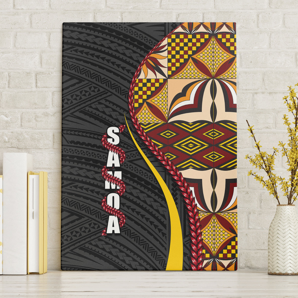 Samoa Siapo Ula Fala Canvas Wall Art Polynesian Tribal Pattern LT03 Black - Polynesian Pride