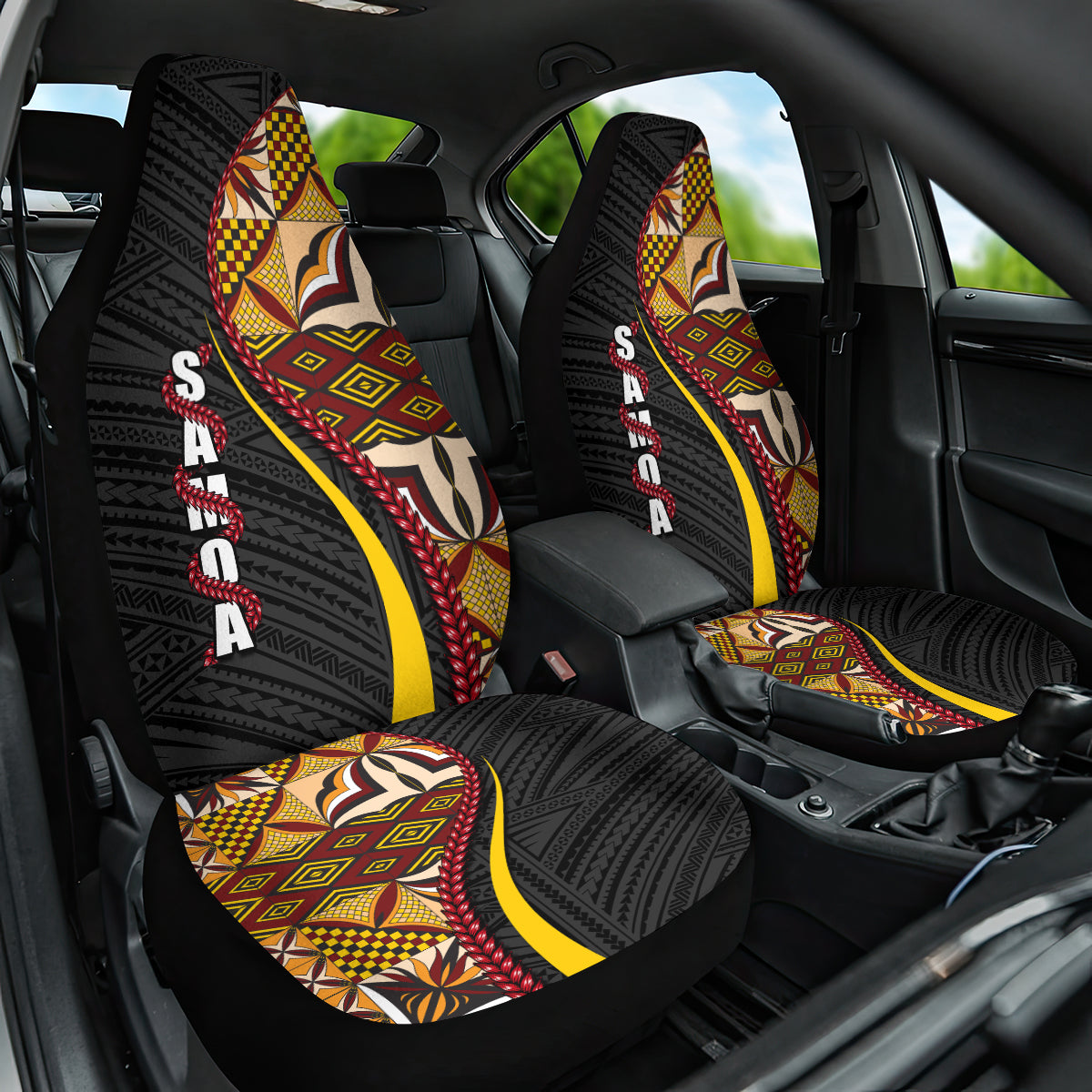 Samoa Siapo Ula Fala Car Seat Cover Polynesian Tribal Pattern LT03 One Size Black - Polynesian Pride