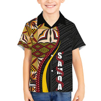 Samoa Siapo Ula Fala Family Matching Long Sleeve Bodycon Dress and Hawaiian Shirt Polynesian Tribal Pattern LT03 Son's Shirt Black - Polynesian Pride