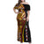 Samoa Siapo Ula Fala Family Matching Off Shoulder Maxi Dress and Hawaiian Shirt Polynesian Tribal Pattern LT03 Mom's Dress Black - Polynesian Pride