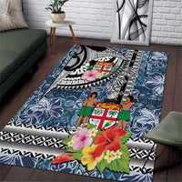 Fiji Day Area Rug Traditional Tapa with Hibiscus and Emblems LT03 L 59 x 86 inches - Polynesian Pride