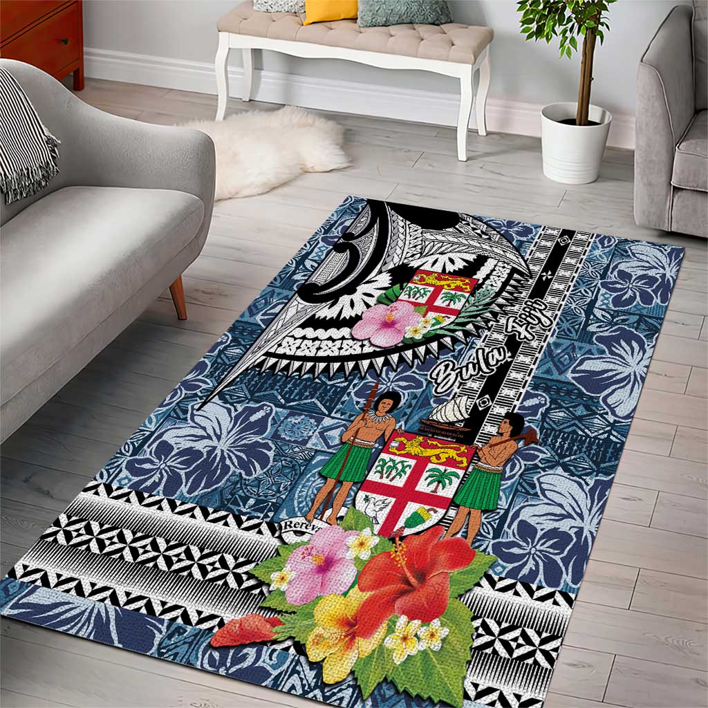 Fiji Day Area Rug Traditional Tapa with Hibiscus and Emblems LT03 - Polynesian Pride