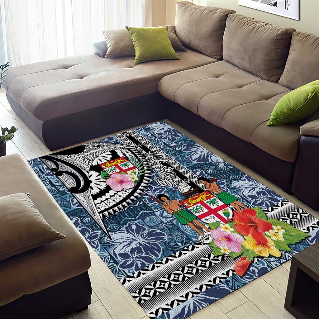 Fiji Day Area Rug Traditional Tapa with Hibiscus and Emblems LT03 - Polynesian Pride