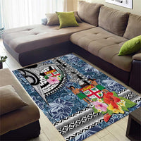 Fiji Day Area Rug Traditional Tapa with Hibiscus and Emblems LT03 - Polynesian Pride