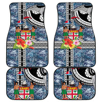 Fiji Day Car Mats Traditional Tapa with Hibiscus and Emblems LT03 - Polynesian Pride