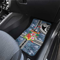 Fiji Day Car Mats Traditional Tapa with Hibiscus and Emblems LT03 - Polynesian Pride
