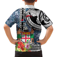 Fiji Day Family Matching Puletasi and Hawaiian Shirt Traditional Tapa with Hibiscus and Emblems
