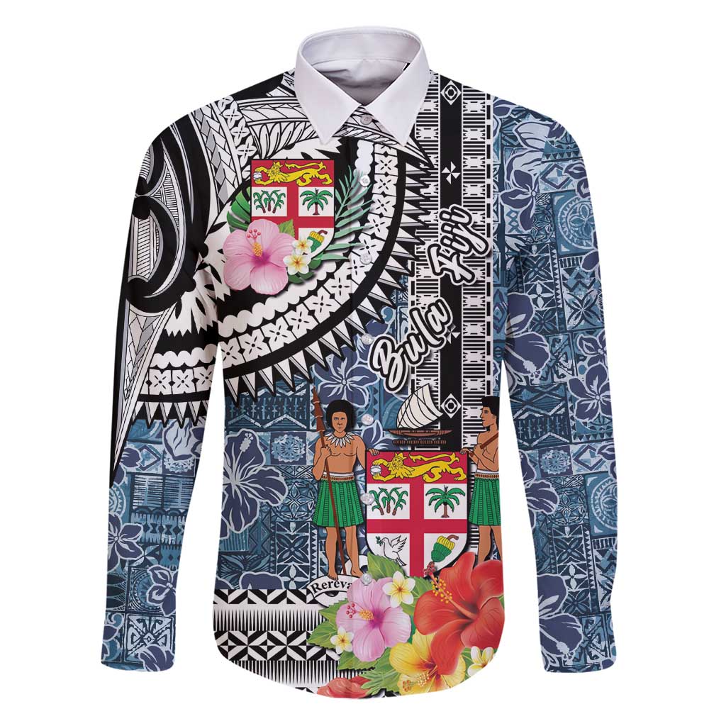 Fiji Day Family Matching Puletasi and Hawaiian Shirt Traditional Tapa with Hibiscus and Emblems