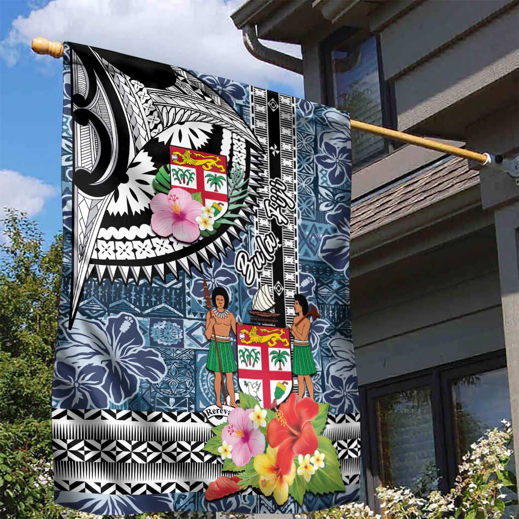 Fiji Day Garden Flag Traditional Tapa with Hibiscus and Emblems LT03 - Polynesian Pride