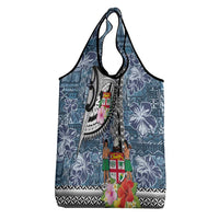 Fiji Day Grocery Bag Traditional Tapa with Hibiscus and Emblems LT03 - Polynesian Pride