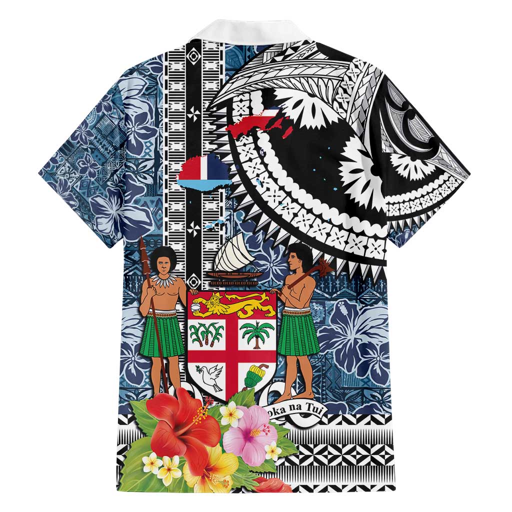 Fiji Day Hawaiian Shirt Traditional Tapa with Hibiscus and Emblems