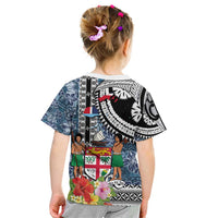 Fiji Day Kid T Shirt Traditional Tapa with Hibiscus and Emblems