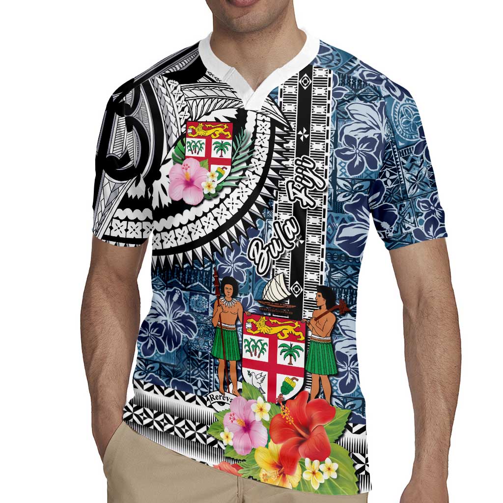 Fiji Day Rugby Jersey Traditional Tapa with Hibiscus and Emblems LT03 - Polynesian Pride