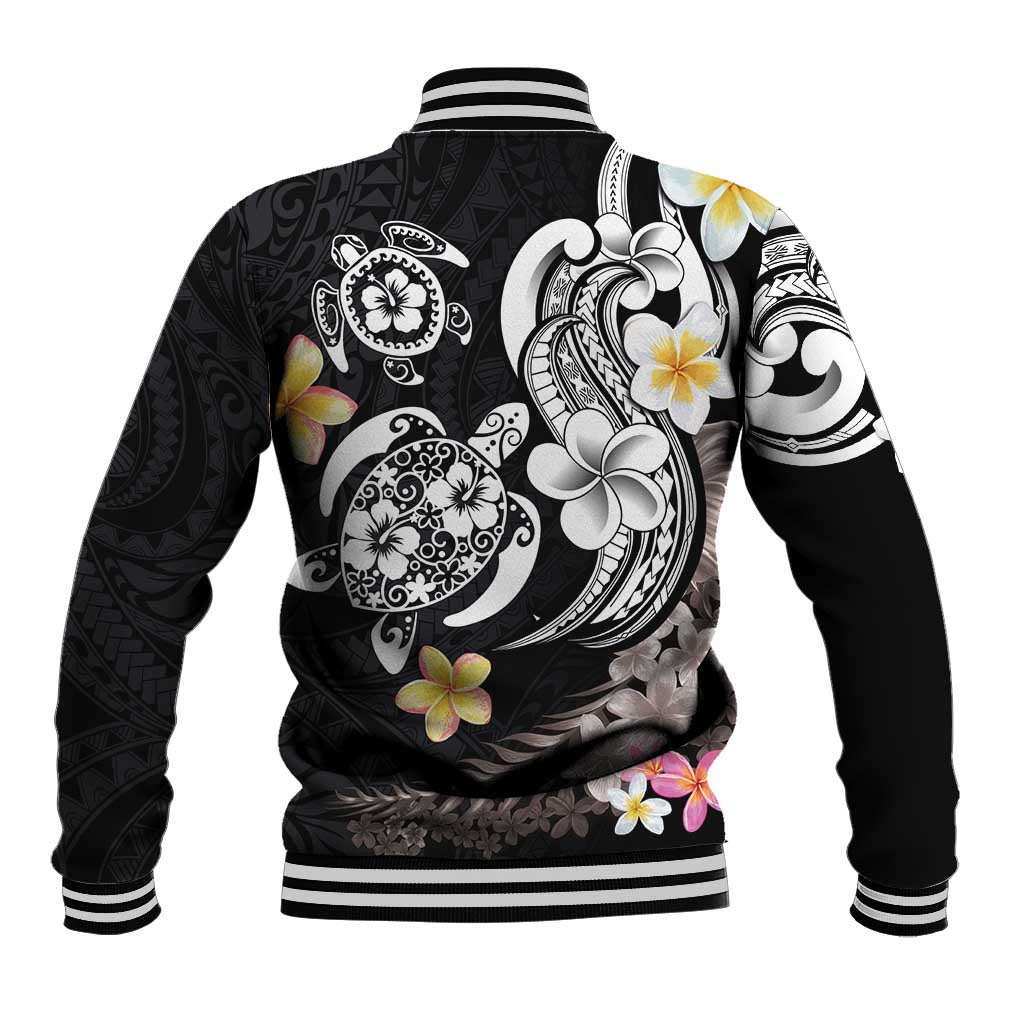 Hawaiian Tropical Plumeria Turtles Baseball Jacket Polynesian Art Tattoo