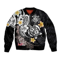Hawaiian Tropical Plumeria Turtles Bomber Jacket Polynesian Art Tattoo