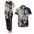 Hawaiian Tropical Plumeria Turtles Couples Matching Tank Maxi Dress and Hawaiian Shirt Polynesian Art Tattoo