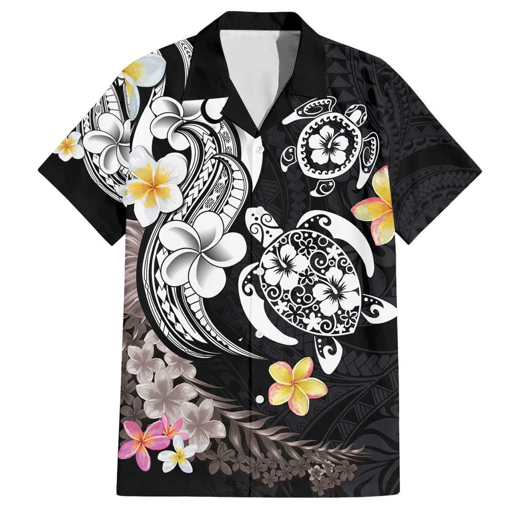 Hawaiian Tropical Plumeria Turtles Family Matching Long Sleeve Bodycon Dress and Hawaiian Shirt Polynesian Art Tattoo