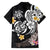 Hawaiian Tropical Plumeria Turtles Family Matching Off The Shoulder Long Sleeve Dress and Hawaiian Shirt Polynesian Art Tattoo