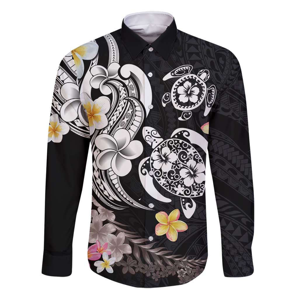 Hawaiian Tropical Plumeria Turtles Family Matching Off Shoulder Short Dress and Hawaiian Shirt Polynesian Art Tattoo