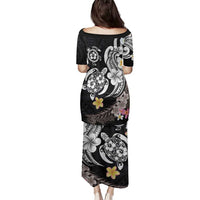 Hawaiian Tropical Plumeria Turtles Family Matching Puletasi and Hawaiian Shirt Polynesian Art Tattoo