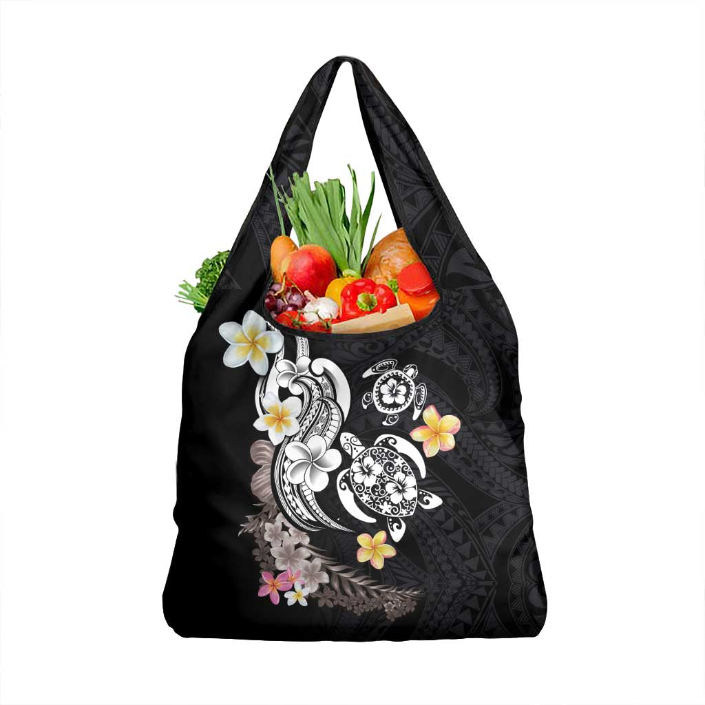 Hawaiian Tropical Plumeria Turtles Grocery Bag Polynesian Art Tattoo LT03 1-pack One Size - Polynesian Pride