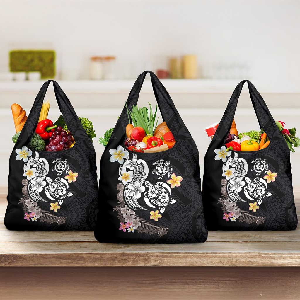 Hawaiian Tropical Plumeria Turtles Grocery Bag Polynesian Art Tattoo LT03 3-pack One Size - Polynesian Pride