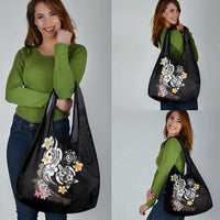 Hawaiian Tropical Plumeria Turtles Grocery Bag Polynesian Art Tattoo LT03 - Polynesian Pride