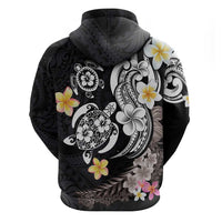 Hawaiian Tropical Plumeria Turtles Hoodie Polynesian Art Tattoo