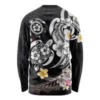 Hawaiian Tropical Plumeria Turtles Long Sleeve Shirt Polynesian Art Tattoo