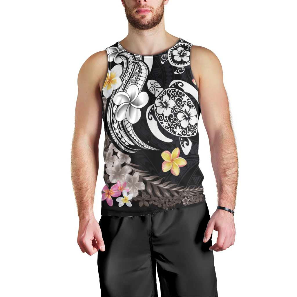 Hawaiian Tropical Plumeria Turtles Men Tank Top Polynesian Art Tattoo
