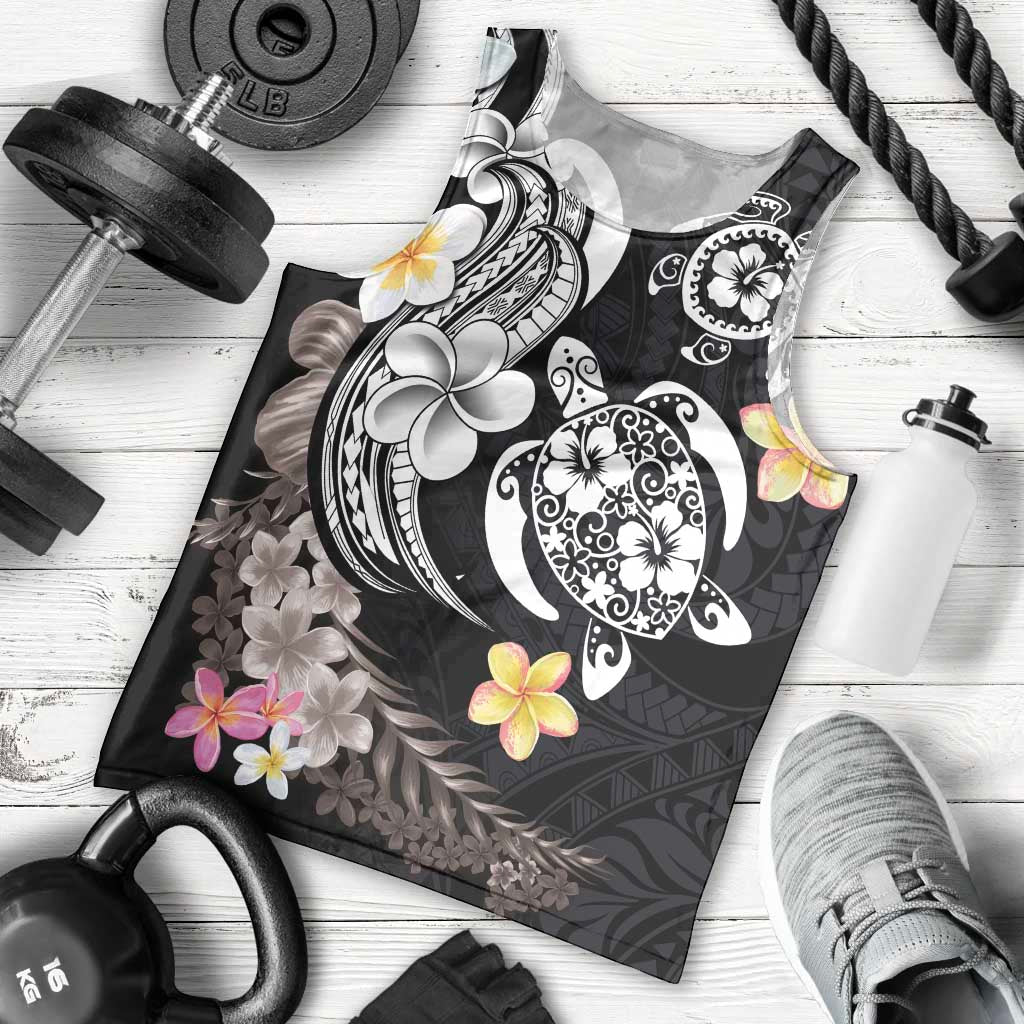 Hawaiian Tropical Plumeria Turtles Men Tank Top Polynesian Art Tattoo