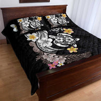Hawaiian Tropical Plumeria Turtles Quilt Bed Set Polynesian Art Tattoo