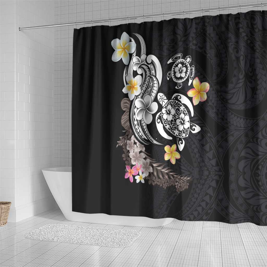 Hawaiian Tropical Plumeria Turtles Shower Curtain Polynesian Art Tattoo