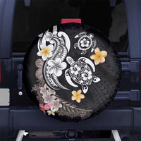 Hawaiian Tropical Plumeria Turtles Spare Tire Cover Polynesian Art Tattoo