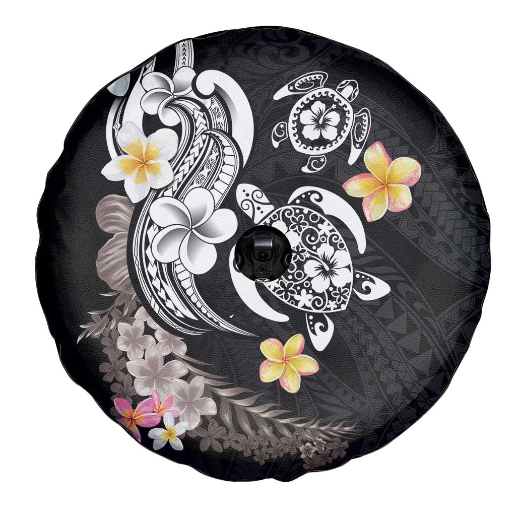 Hawaiian Tropical Plumeria Turtles Spare Tire Cover Polynesian Art Tattoo