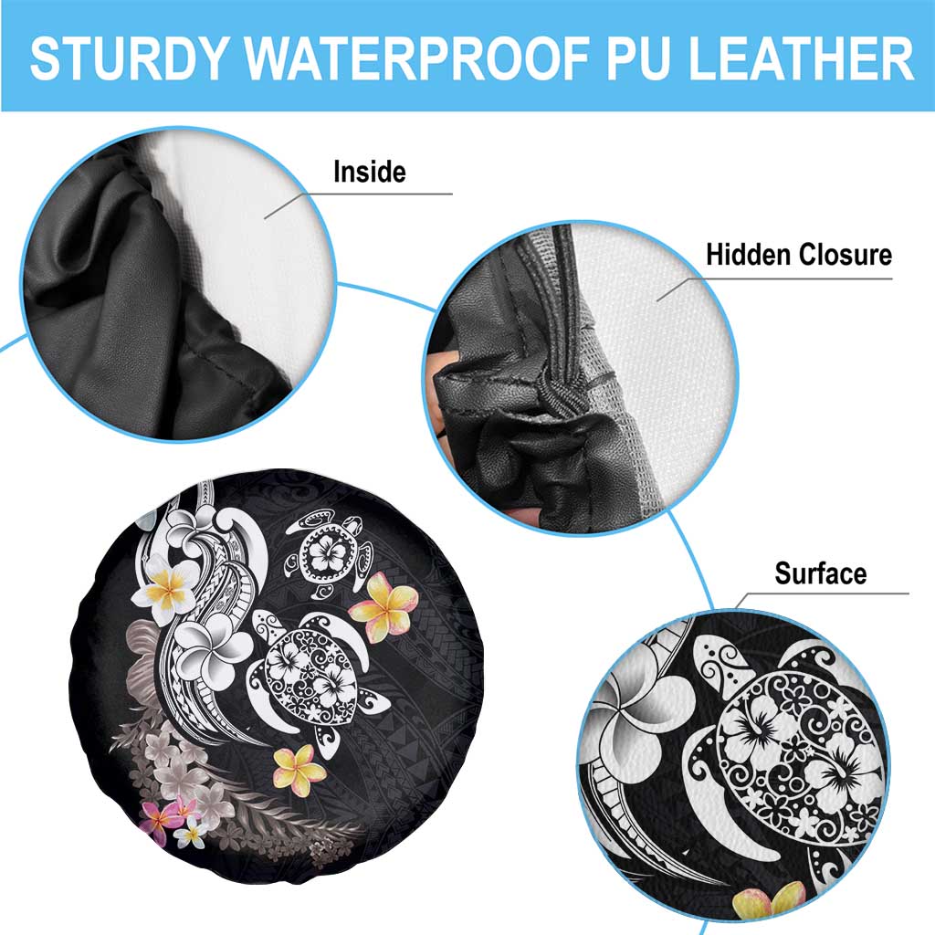 Hawaiian Tropical Plumeria Turtles Spare Tire Cover Polynesian Art Tattoo