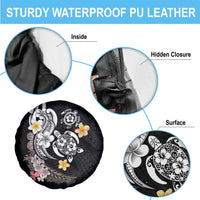 Hawaiian Tropical Plumeria Turtles Spare Tire Cover Polynesian Art Tattoo