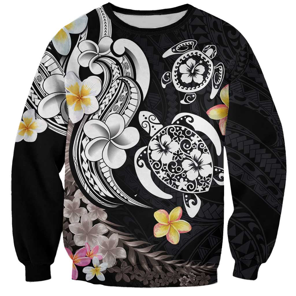 Hawaiian Tropical Plumeria Turtles Sweatshirt Polynesian Art Tattoo