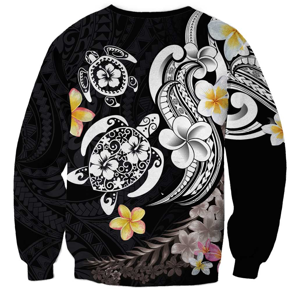 Hawaiian Tropical Plumeria Turtles Sweatshirt Polynesian Art Tattoo