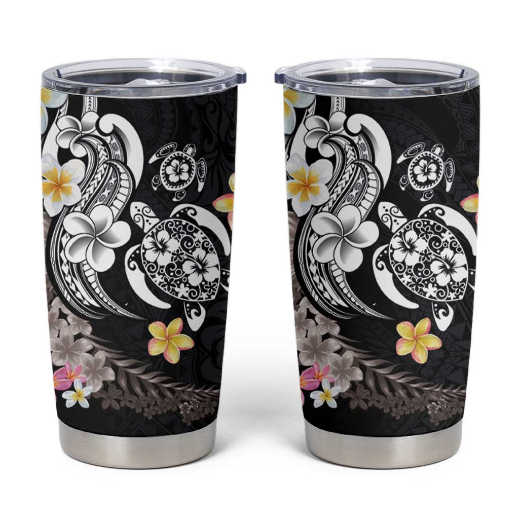 Hawaiian Tropical Plumeria Turtles Tumbler Cup Polynesian Art Tattoo