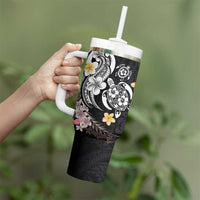 Hawaiian Tropical Plumeria Turtles Tumbler With Handle Polynesian Art Tattoo