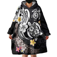 Hawaiian Tropical Plumeria Turtles Wearable Blanket Hoodie Polynesian Art Tattoo