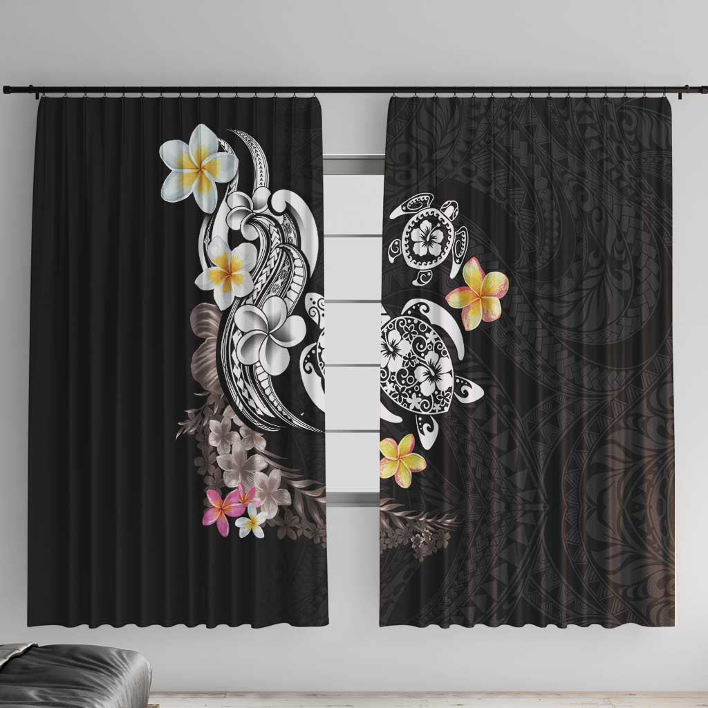 Hawaiian Tropical Plumeria Turtles Window Curtain Polynesian Art Tattoo LT03 With Hooks - Polynesian Pride