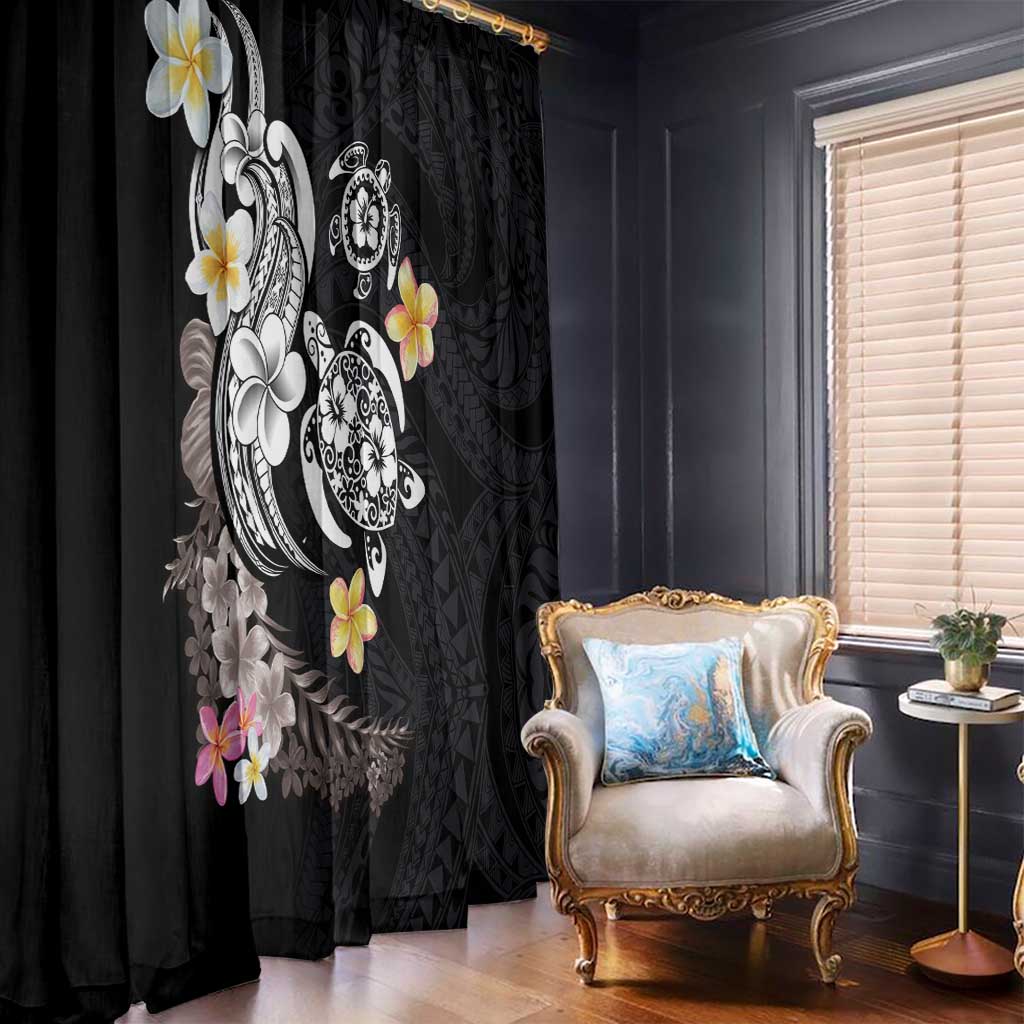 Hawaiian Tropical Plumeria Turtles Window Curtain Polynesian Art Tattoo LT03 - Polynesian Pride