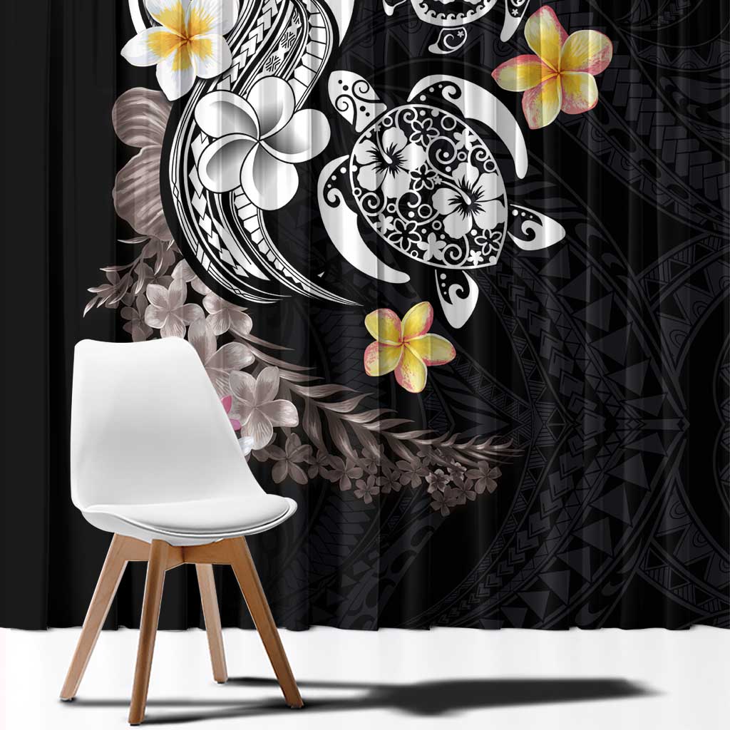 Hawaiian Tropical Plumeria Turtles Window Curtain Polynesian Art Tattoo LT03 - Polynesian Pride